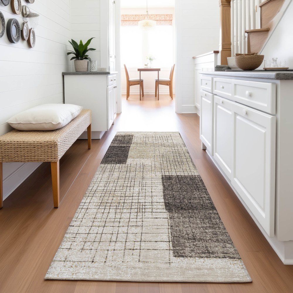 Machine Washable Indoor/Outdoor Chantille ACN2112 Brown 2'3" x 7'6" Runner Rug. Picture 5