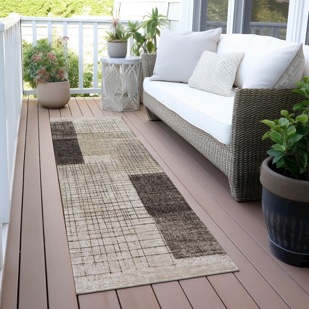 Machine Washable Indoor/Outdoor Chantille ACN2112 Brown 2'3" x 7'6" Runner Rug. Picture 6