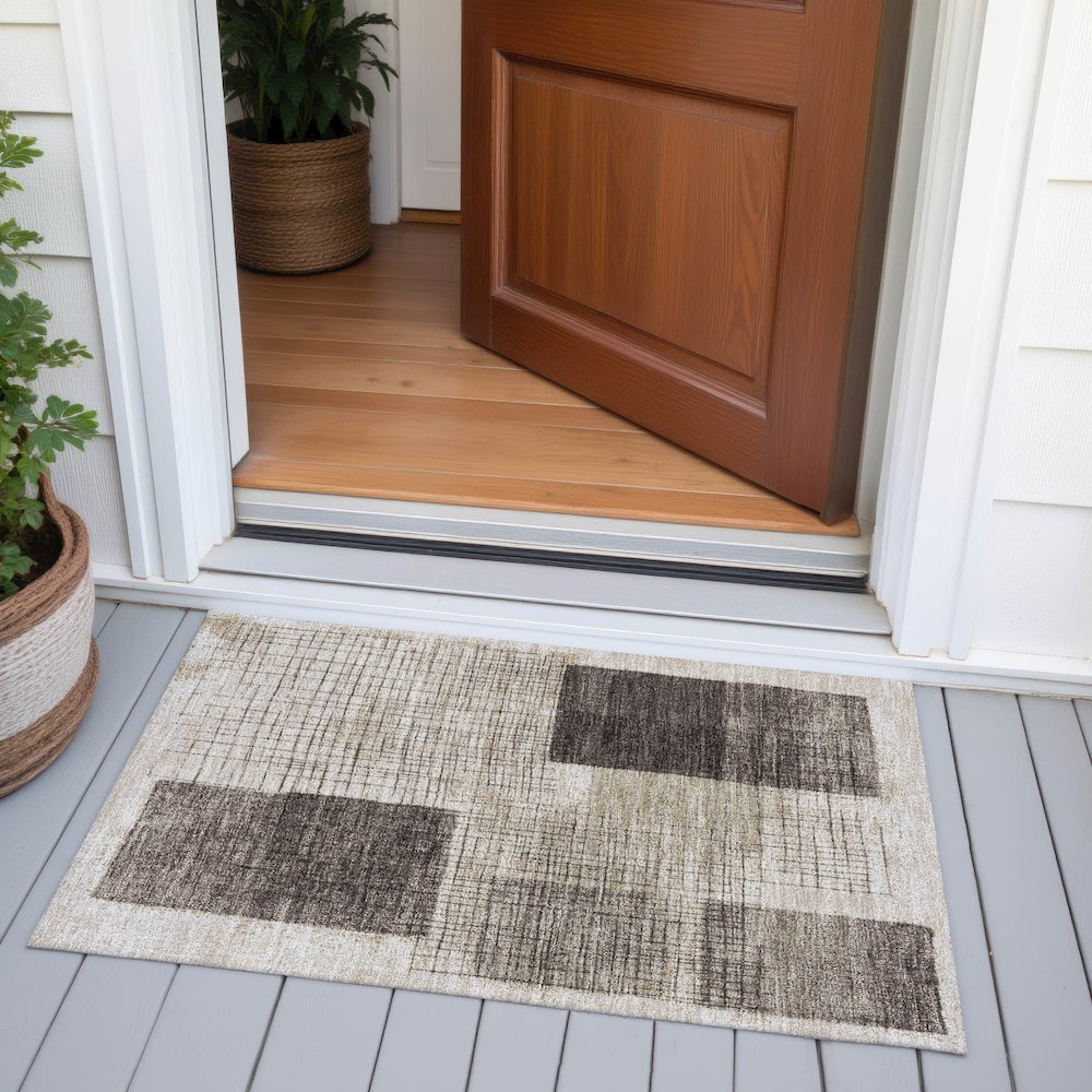 Machine Washable Indoor/Outdoor Chantille ACN2112 Brown 1'8" x 2'6" Rug. Picture 6