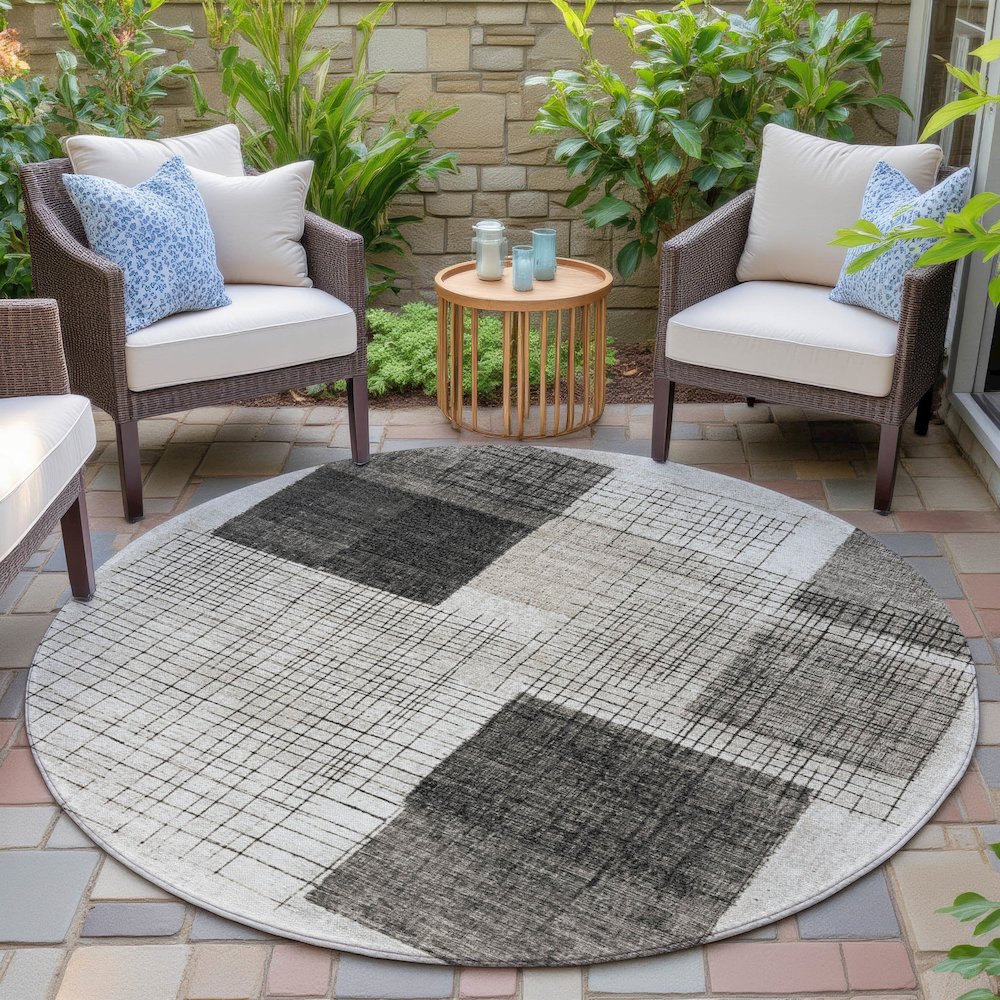 Machine Washable Indoor/Outdoor Chantille ACN2112 Ivory 8' x 8' Round Rug. Picture 6