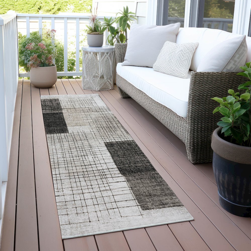 Machine Washable Indoor/Outdoor Chantille ACN2112 Ivory 2'3" x 7'6" Runner Rug. Picture 6
