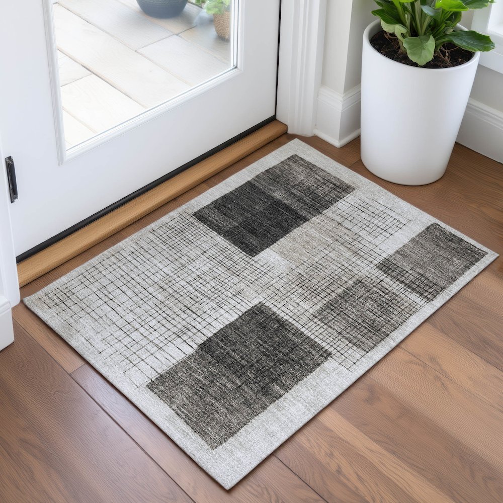 Machine Washable Indoor/Outdoor Chantille ACN2112 Ivory 1'8" x 2'6" Rug. Picture 5