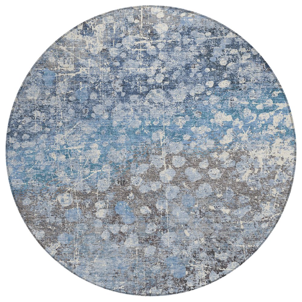 Machine Washable Indoor/Outdoor Chantille ACN2113 Blue 8' x 8' Round Rug. Picture 1