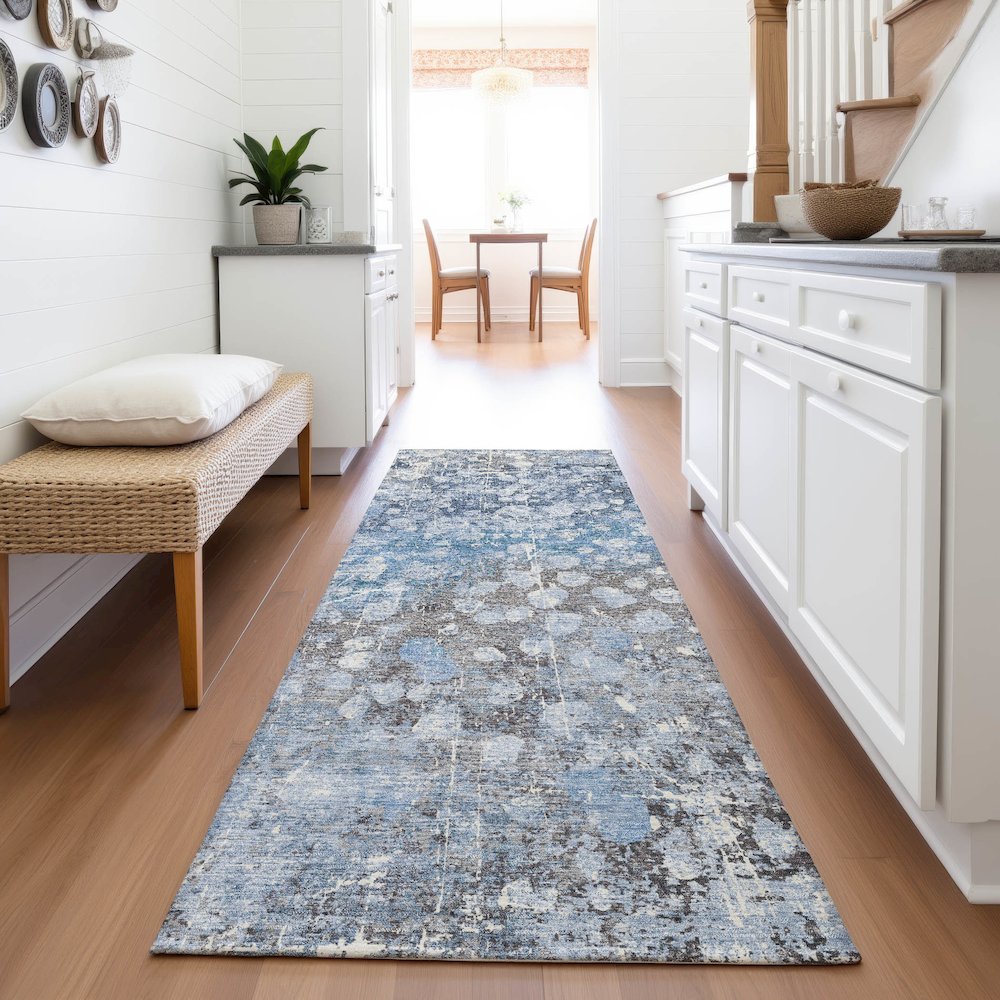 Machine Washable Indoor/Outdoor Chantille ACN2113 Blue 2'3" x 7'6" Runner Rug. Picture 5