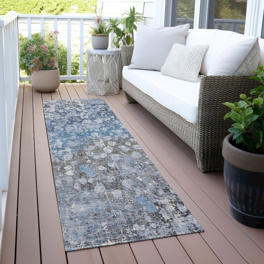 Machine Washable Indoor/Outdoor Chantille ACN2113 Blue 2'3" x 7'6" Runner Rug. Picture 6