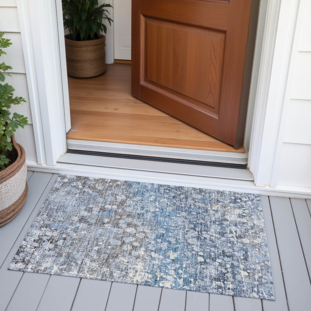 Machine Washable Indoor/Outdoor Chantille ACN2113 Blue 1'8" x 2'6" Rug. Picture 6