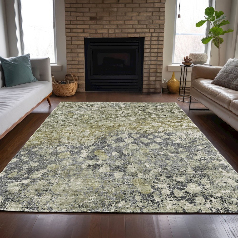 Machine Washable Indoor/Outdoor Chantille ACN2113 Olive 2'6" x 3'10" Rug. Picture 6