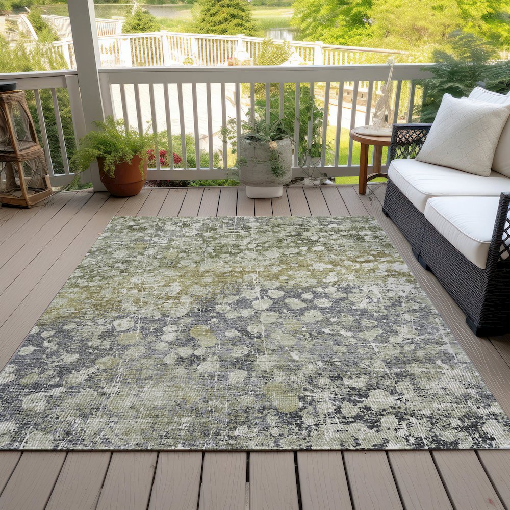 Machine Washable Indoor/Outdoor Chantille ACN2113 Olive 2'6" x 3'10" Rug. Picture 8