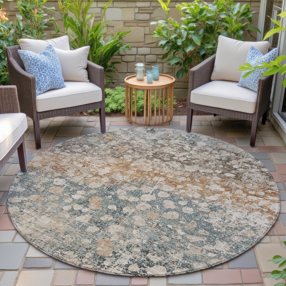Machine Washable Indoor/Outdoor Chantille ACN2113 Putty 8' x 8' Round Rug. Picture 6