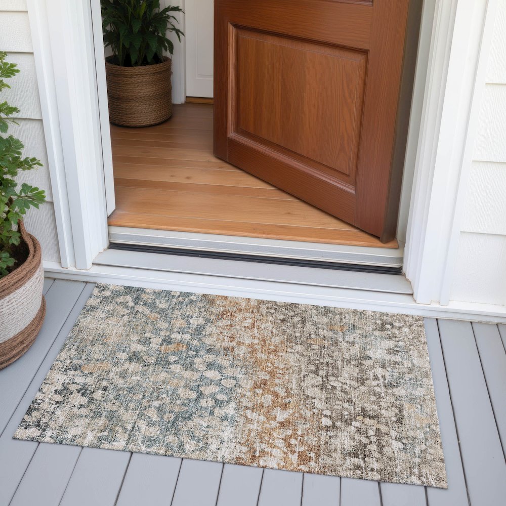 Machine Washable Indoor/Outdoor Chantille ACN2113 Putty 1'8" x 2'6" Rug. Picture 6