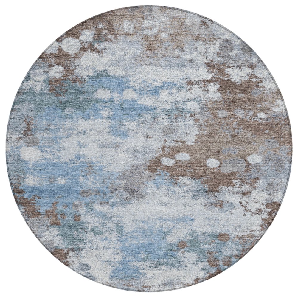 Machine Washable Indoor/Outdoor Chantille ACN2114 Brown 8' x 8' Round Rug. Picture 1