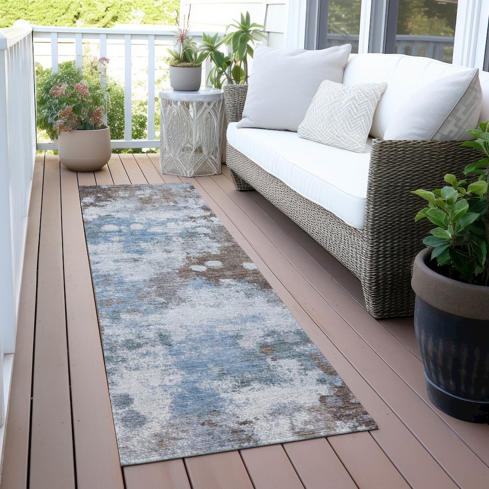Machine Washable Indoor/Outdoor Chantille ACN2114 Brown 2'3" x 7'6" Runner Rug. Picture 6