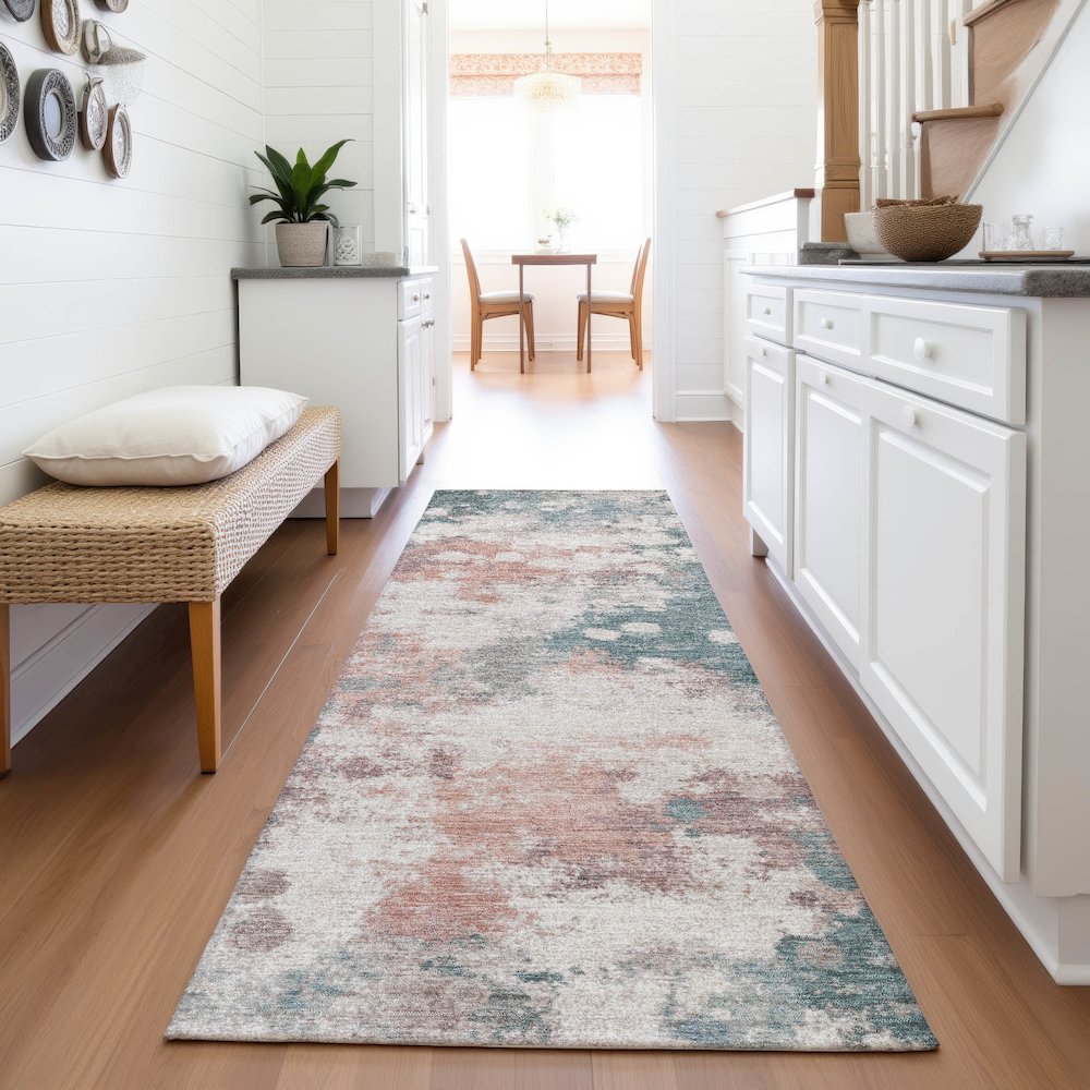 Machine Washable Indoor/Outdoor Chantille ACN2114 Coral 2'3" x 7'6" Runner Rug. Picture 5