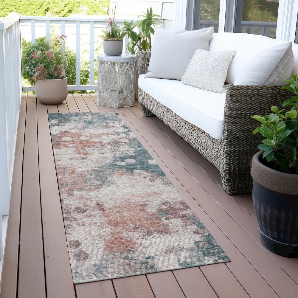 Machine Washable Indoor/Outdoor Chantille ACN2114 Coral 2'3" x 7'6" Runner Rug. Picture 6
