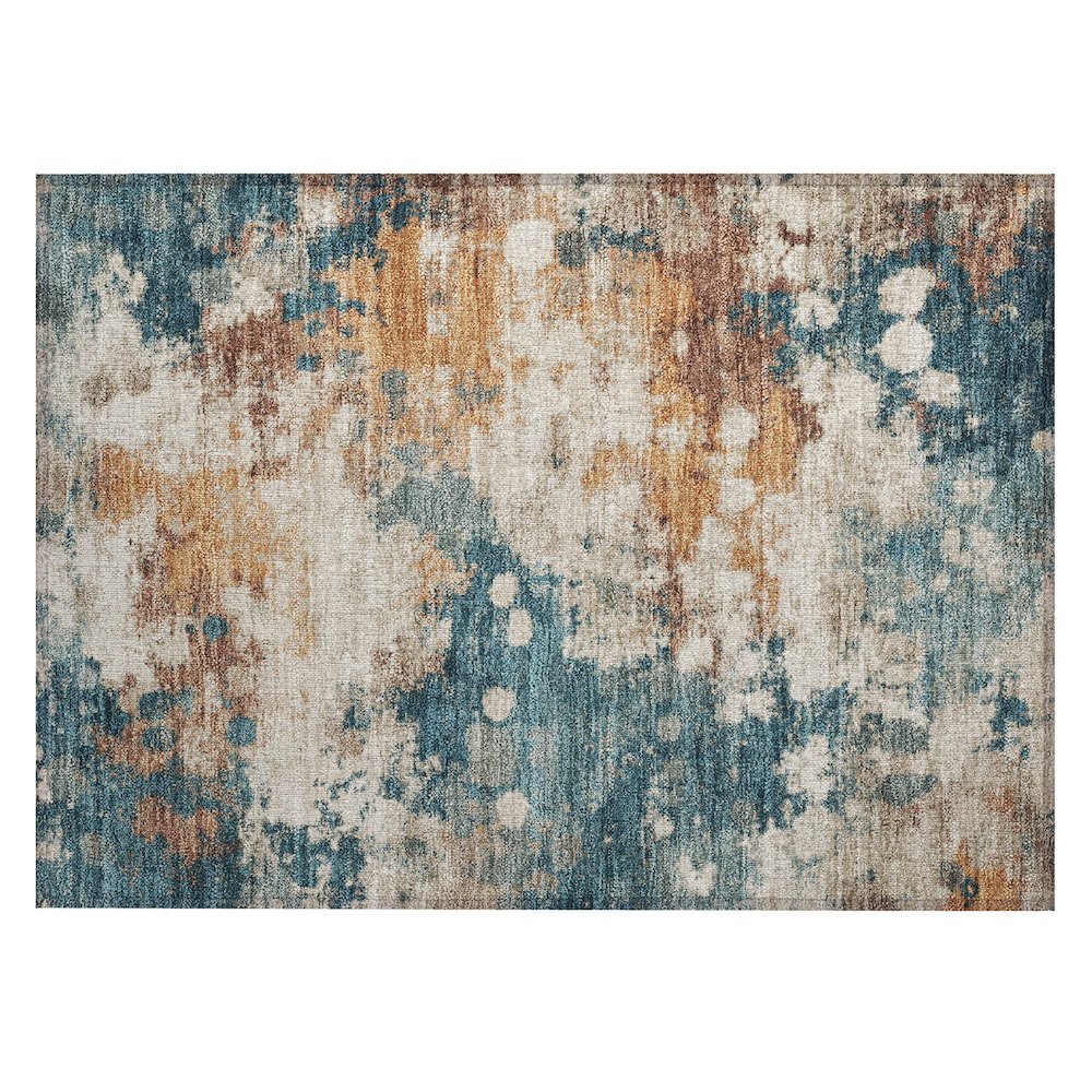 Machine Washable Indoor/Outdoor Chantille ACN2114 Teal 1'8" x 2'6" Rug. Picture 1