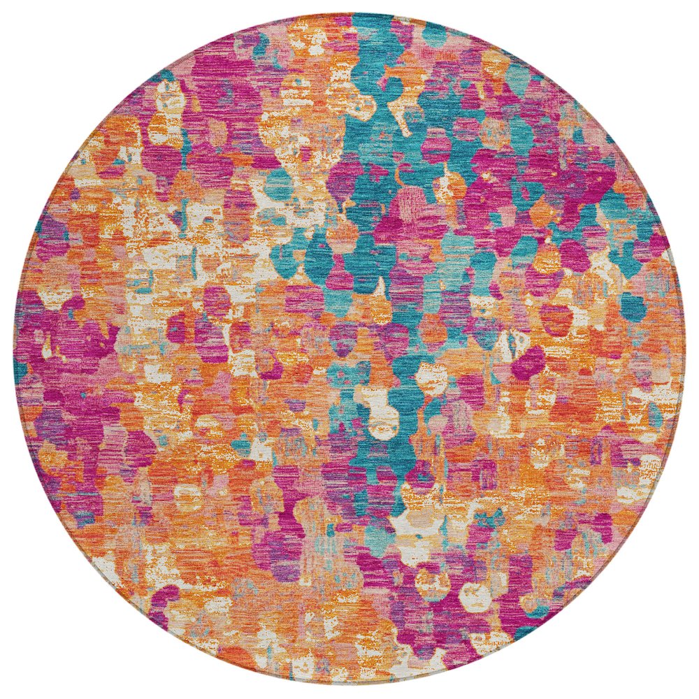 Machine Washable Indoor/Outdoor Chantille ACN2115 Blush 8' x 8' Round Rug. Picture 1