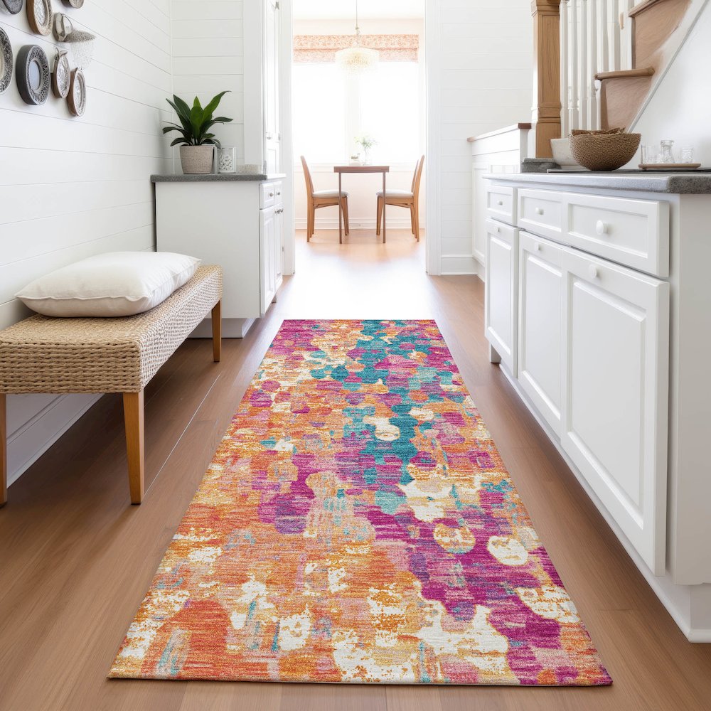 Machine Washable Indoor/Outdoor Chantille ACN2115 Blush 2'3" x 7'6" Runner Rug. Picture 5