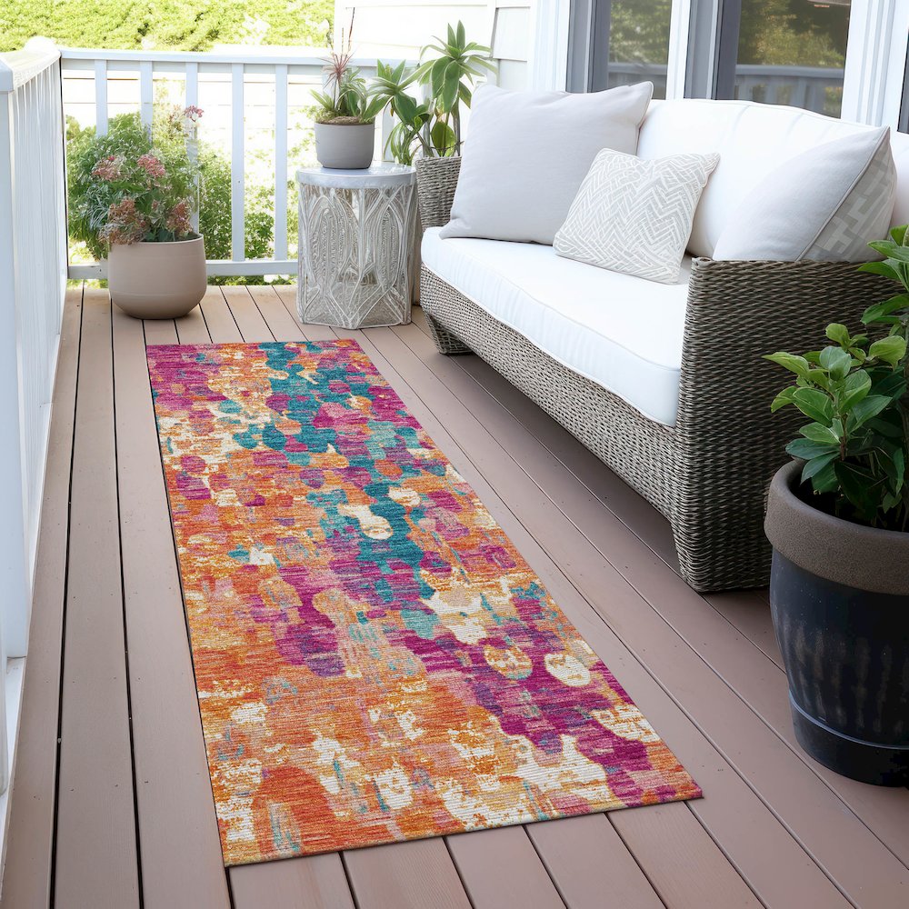 Machine Washable Indoor/Outdoor Chantille ACN2115 Blush 2'3" x 7'6" Runner Rug. Picture 6