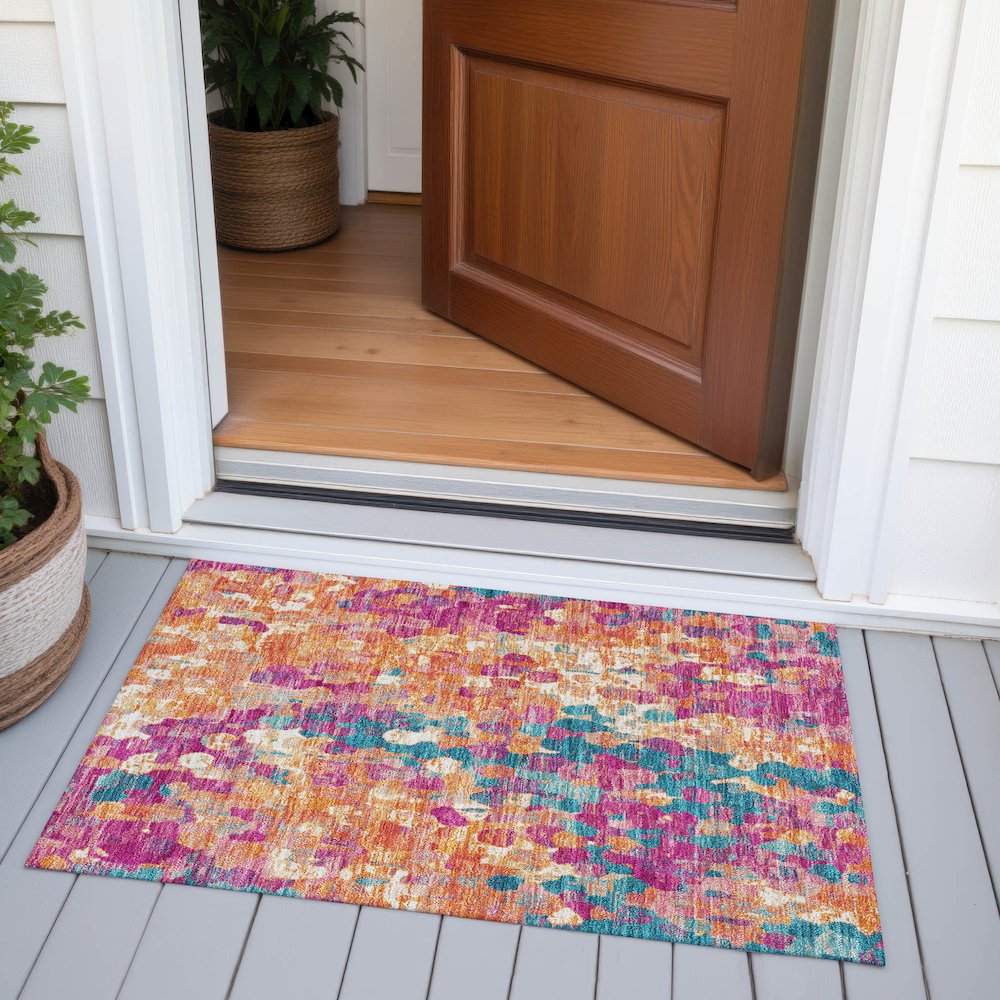 Machine Washable Indoor/Outdoor Chantille ACN2115 Blush 1'8" x 2'6" Rug. Picture 6