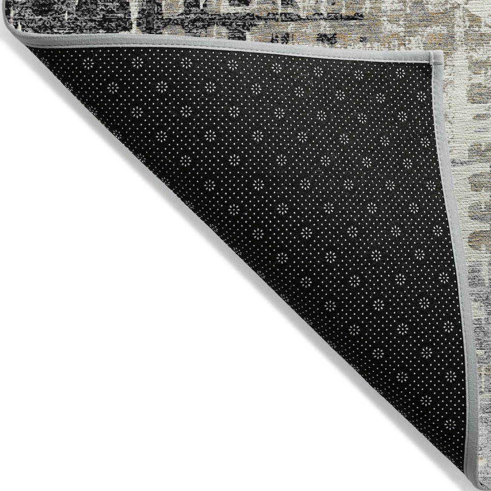 Machine Washable Indoor/Outdoor Chantille ACN2116 Black 1'8" x 2'6" Rug. Picture 2