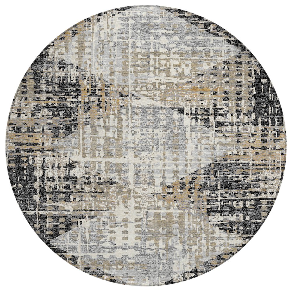 Machine Washable Indoor/Outdoor Chantille ACN2116 Black 8' x 8' Round Rug. Picture 1