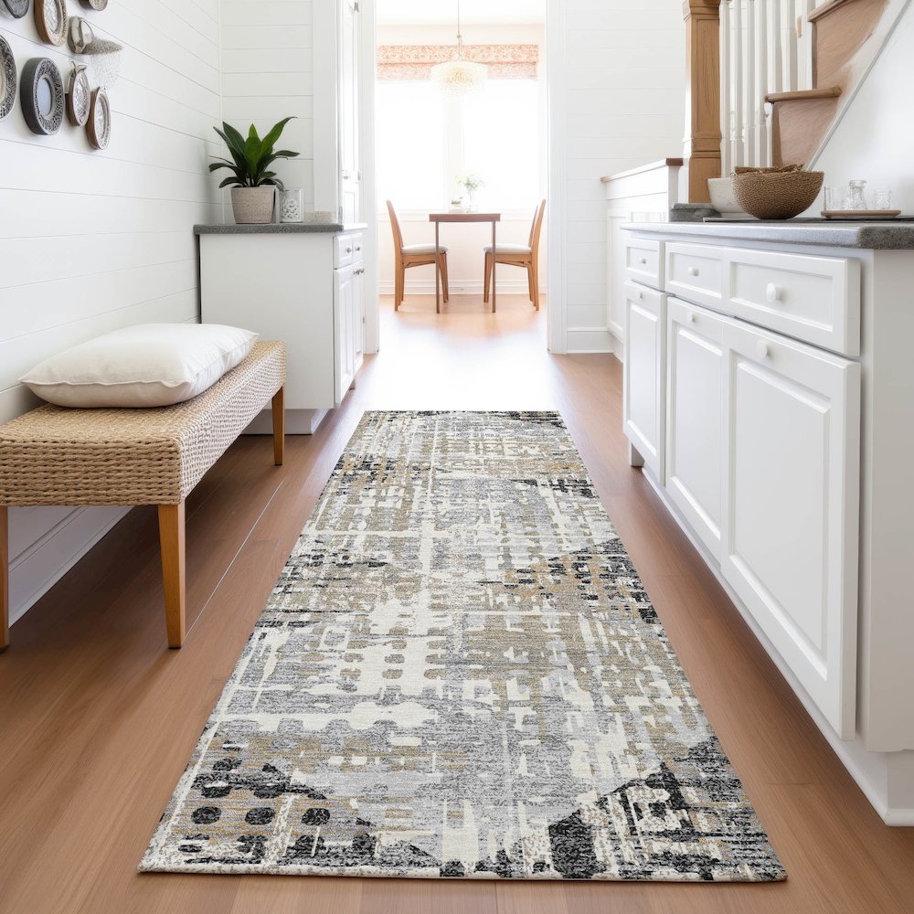Machine Washable Indoor/Outdoor Chantille ACN2116 Black 2'3" x 7'6" Runner Rug. Picture 5