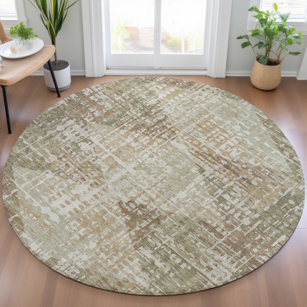 Machine Washable Indoor/Outdoor Chantille ACN2116 Fern 8' x 8' Round Rug. Picture 5