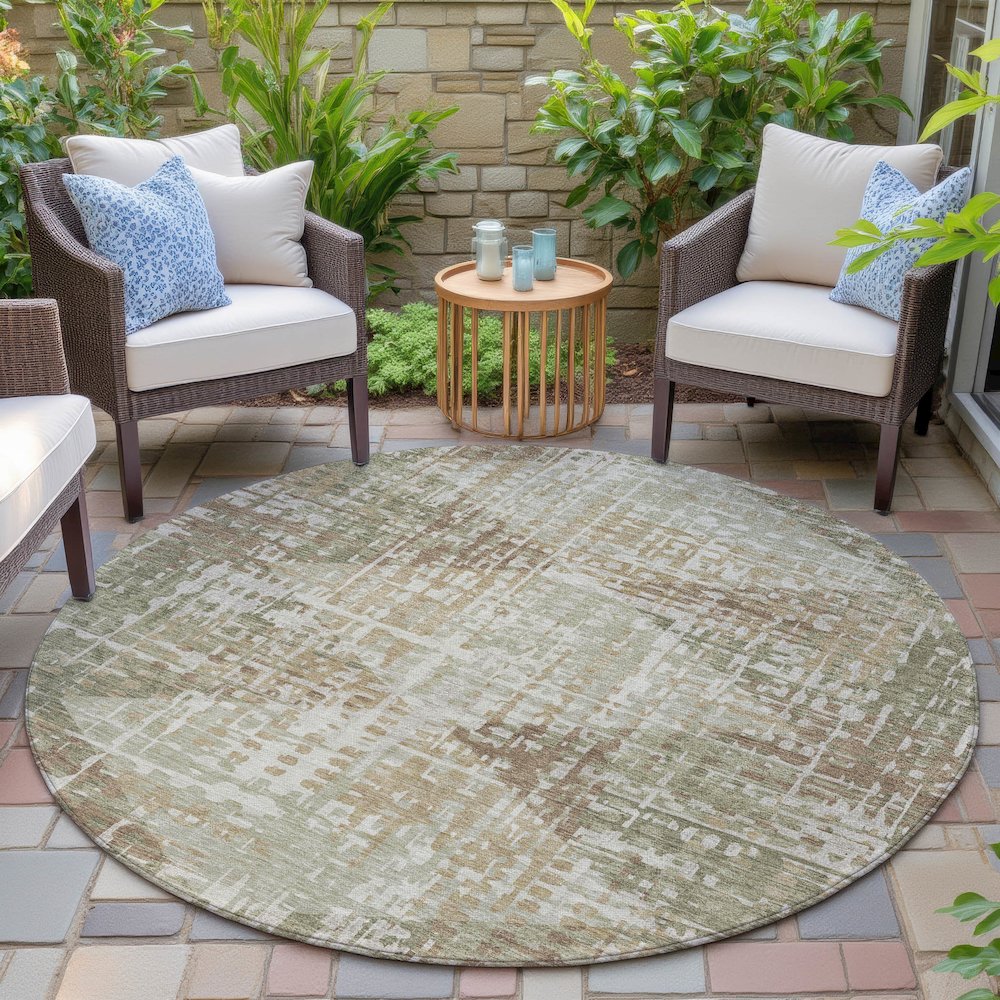 Machine Washable Indoor/Outdoor Chantille ACN2116 Fern 8' x 8' Round Rug. Picture 6