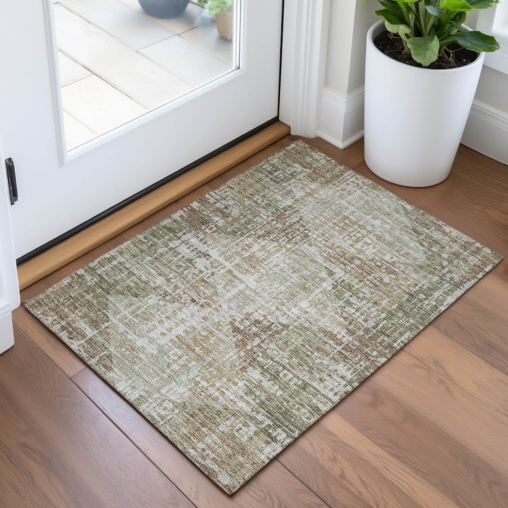 Machine Washable Indoor/Outdoor Chantille ACN2116 Fern 1'8" x 2'6" Rug. Picture 5