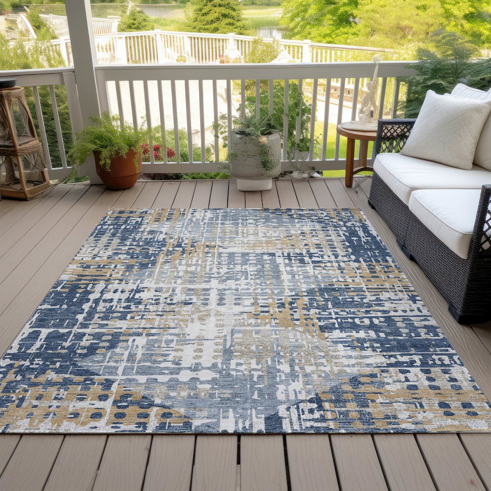 Machine Washable Indoor/Outdoor Chantille ACN2116 Navy 2'6" x 3'10" Rug. Picture 8