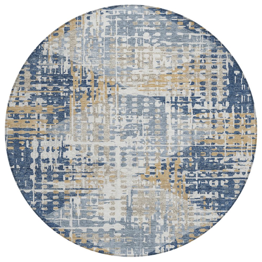 Machine Washable Indoor/Outdoor Chantille ACN2116 Navy 8' x 8' Round Rug. Picture 1