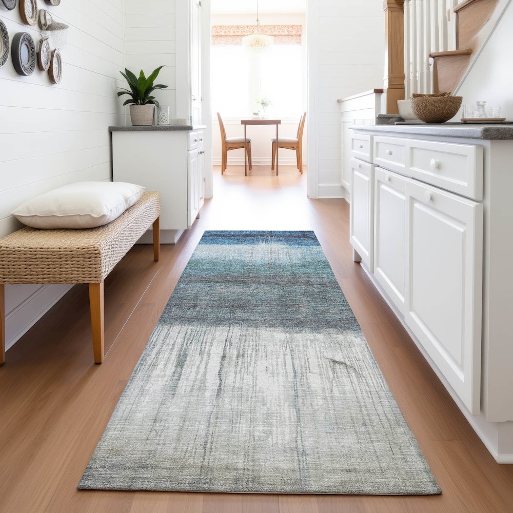 Machine Washable Indoor/Outdoor Chantille ACN2118 Blue 2'3" x 7'6" Runner Rug. Picture 5