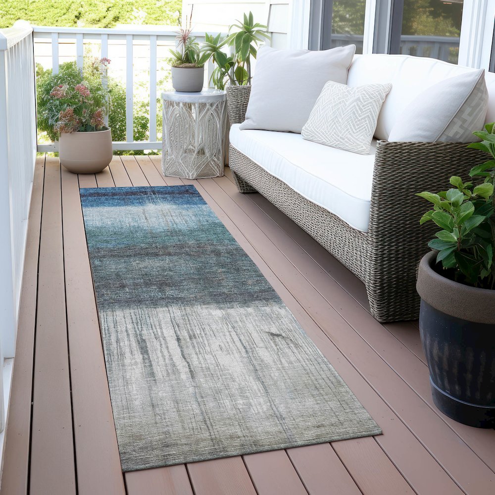 Machine Washable Indoor/Outdoor Chantille ACN2118 Blue 2'3" x 7'6" Runner Rug. Picture 6