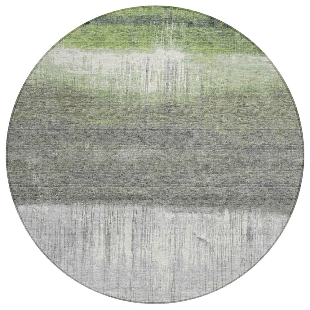 Machine Washable Indoor/Outdoor Chantille ACN2118 Fern 8' x 8' Round Rug. Picture 1