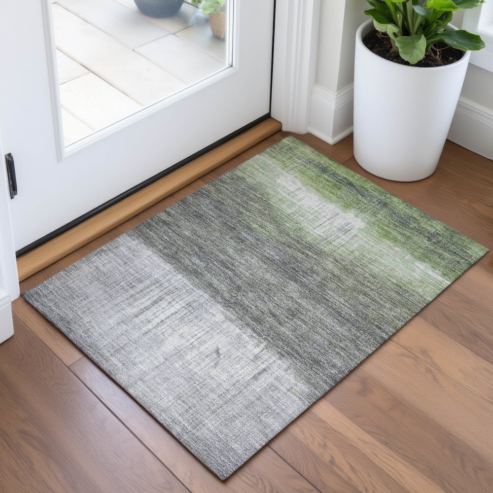 Machine Washable Indoor/Outdoor Chantille ACN2118 Fern 1'8" x 2'6" Rug. Picture 5