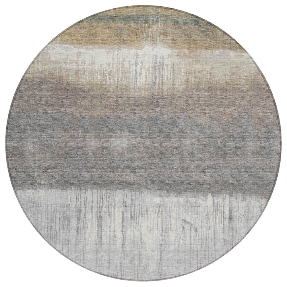 Machine Washable Indoor/Outdoor Chantille ACN2118 Taupe 8' x 8' Round Rug. Picture 1