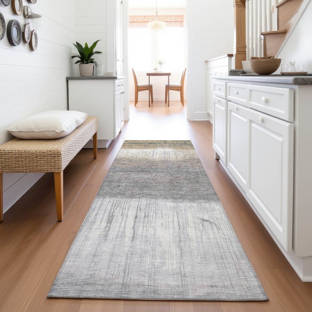 Machine Washable Indoor/Outdoor Chantille ACN2118 Taupe 2'3" x 7'6" Runner Rug. Picture 5