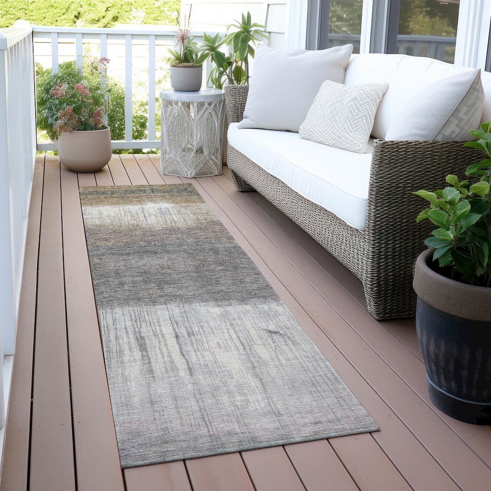 Machine Washable Indoor/Outdoor Chantille ACN2118 Taupe 2'3" x 7'6" Runner Rug. Picture 6
