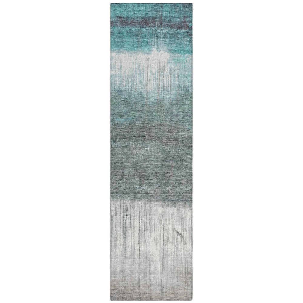 Machine Washable Indoor/Outdoor Chantille ACN2118 Teal 2'3" x 7'6" Runner Rug. Picture 1