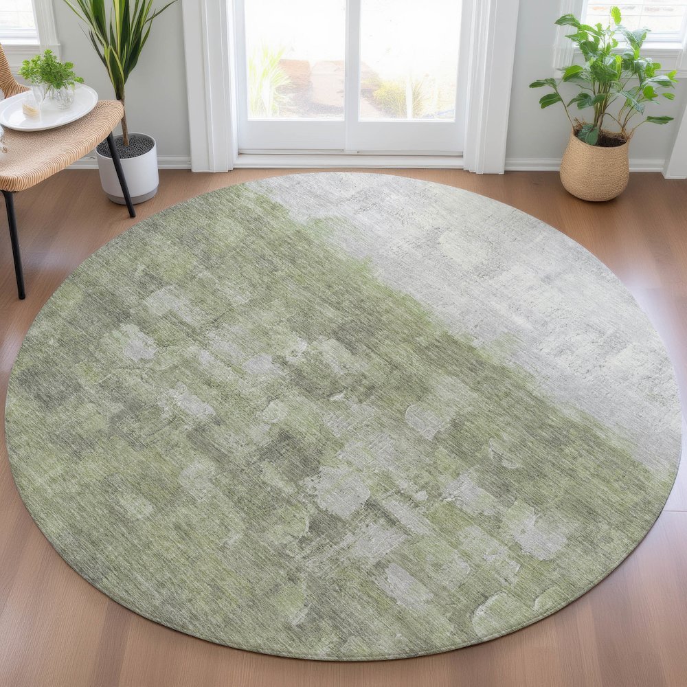 Machine Washable Indoor/Outdoor Chantille ACN2119 Fern 8' x 8' Round Rug. Picture 5