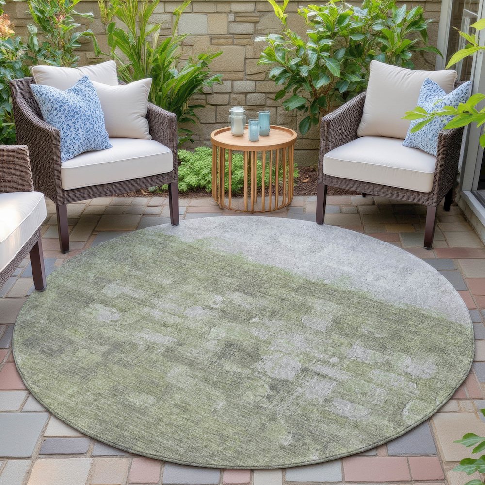 Machine Washable Indoor/Outdoor Chantille ACN2119 Fern 8' x 8' Round Rug. Picture 6