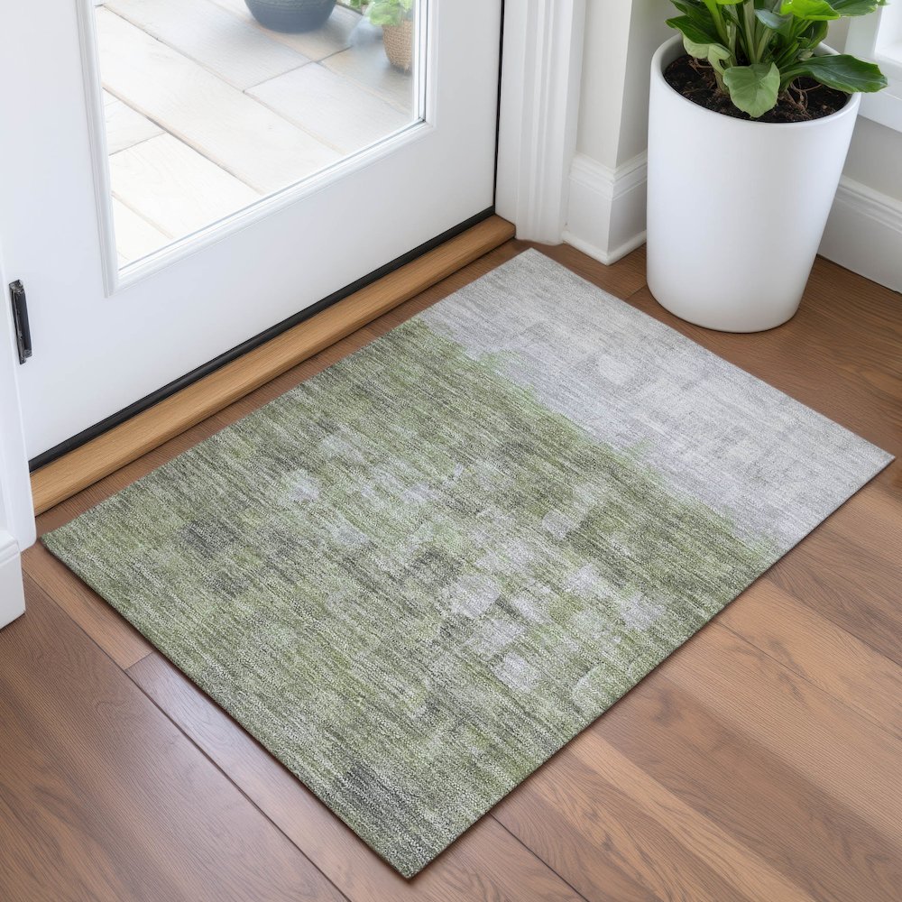 Machine Washable Indoor/Outdoor Chantille ACN2119 Fern 1'8" x 2'6" Rug. Picture 5