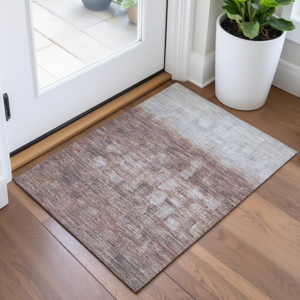 Machine Washable Indoor/Outdoor Chantille ACN2119 Paprika 1'8" x 2'6" Rug. Picture 5