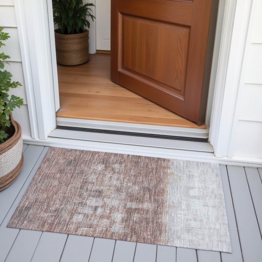 Machine Washable Indoor/Outdoor Chantille ACN2119 Paprika 1'8" x 2'6" Rug. Picture 6