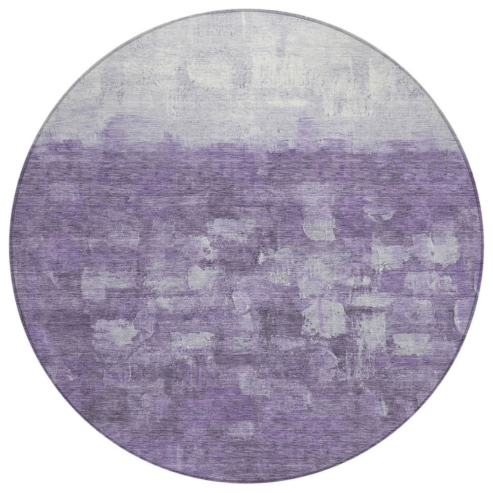 Machine Washable Indoor/Outdoor Chantille ACN2119 Purple 8' x 8' Round Rug. Picture 1