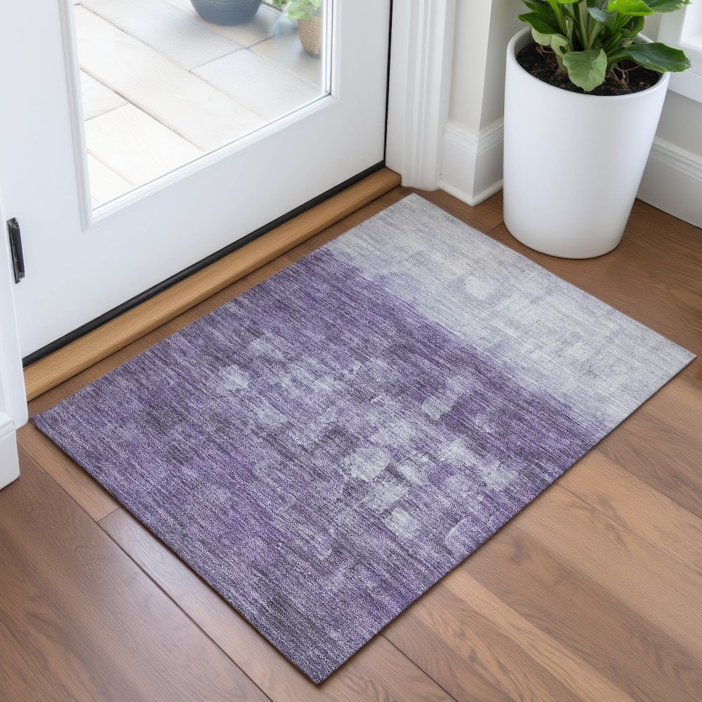 Machine Washable Indoor/Outdoor Chantille ACN2119 Purple 1'8" x 2'6" Rug. Picture 5