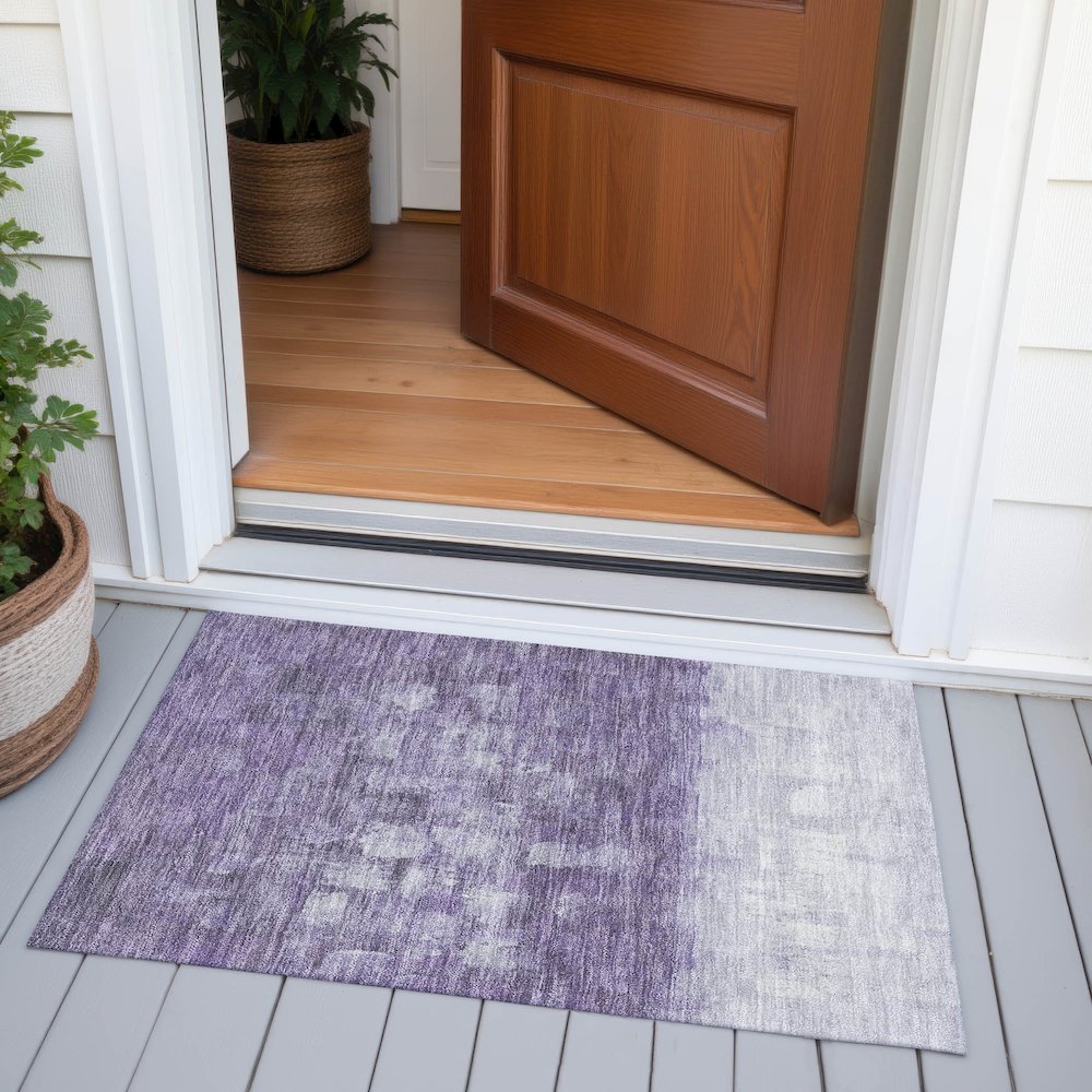 Machine Washable Indoor/Outdoor Chantille ACN2119 Purple 1'8" x 2'6" Rug. Picture 6