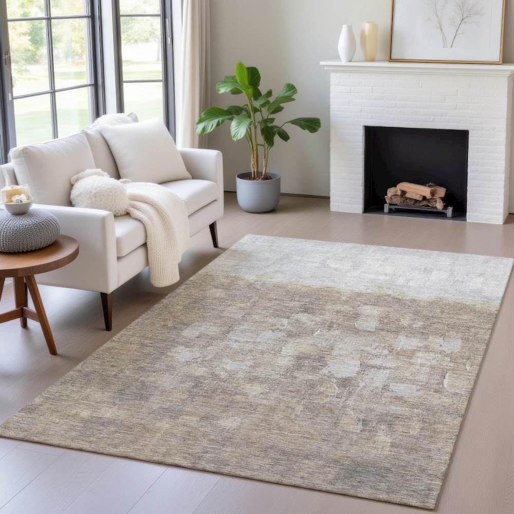Machine Washable Indoor/Outdoor Chantille ACN2119 Taupe 2'6" x 3'10" Rug. Picture 5