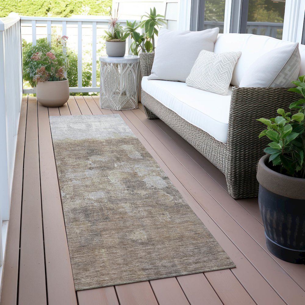 Machine Washable Indoor/Outdoor Chantille ACN2119 Taupe 2'3" x 7'6" Runner Rug. Picture 6