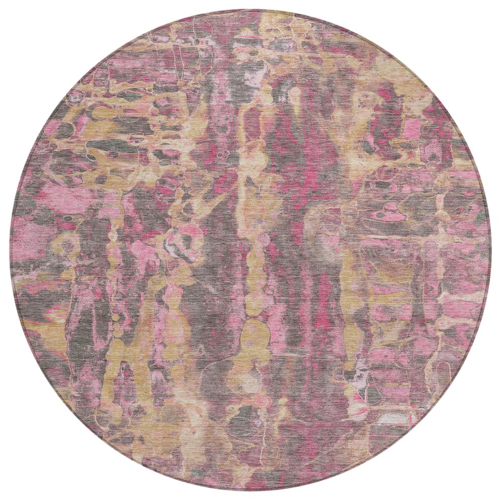 Machine Washable Indoor/Outdoor Chantille ACN2120 Blush 8' x 8' Round Rug. Picture 1